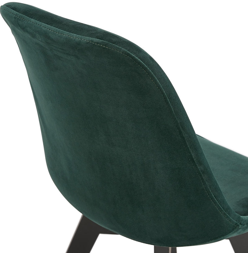 Stoel in groen fluweel 'JOE' met structuur in zwart hout - Majorr