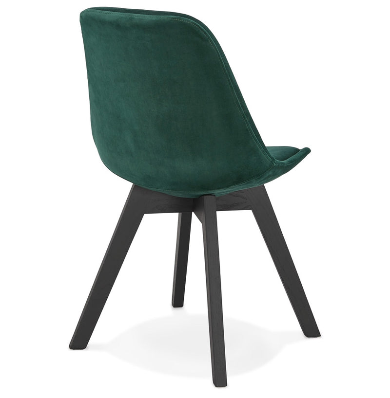 Stoel in groen fluweel 'JOE' met structuur in zwart hout - Majorr