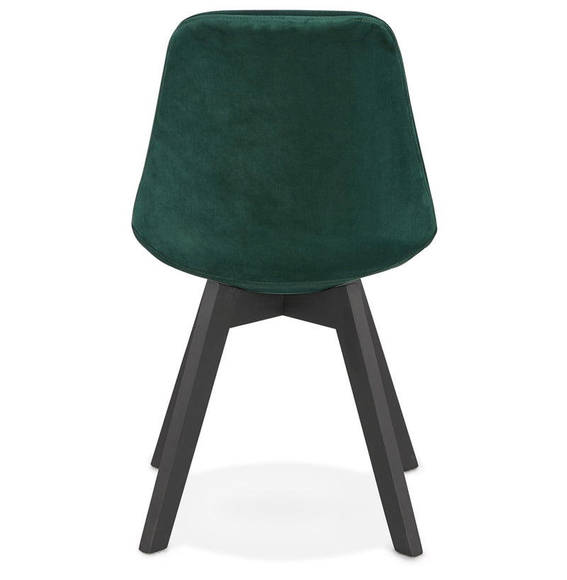 Stoel in groen fluweel 'JOE' met structuur in zwart hout - Majorr
