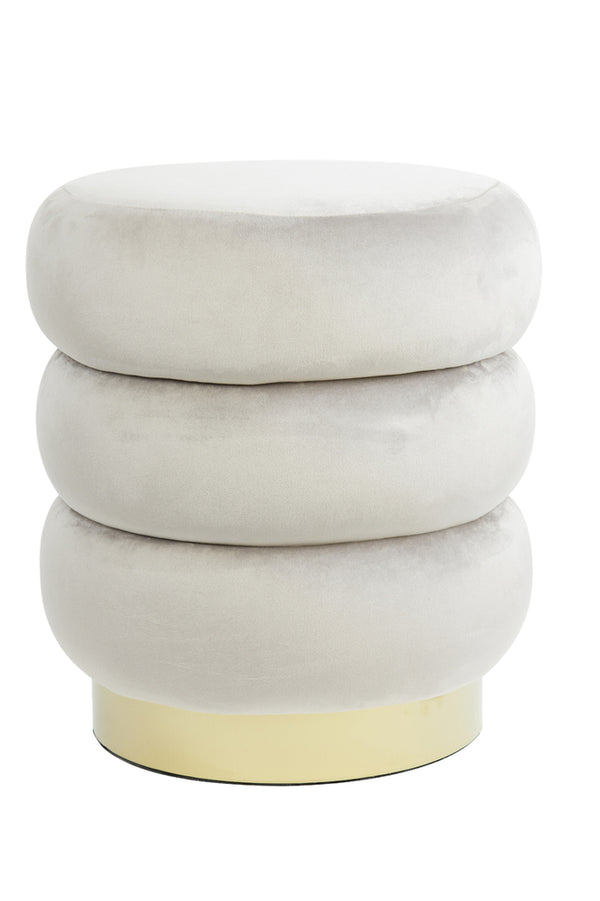 Pouf 40x45 cm KIMI velvet light grey+gold - Majorr