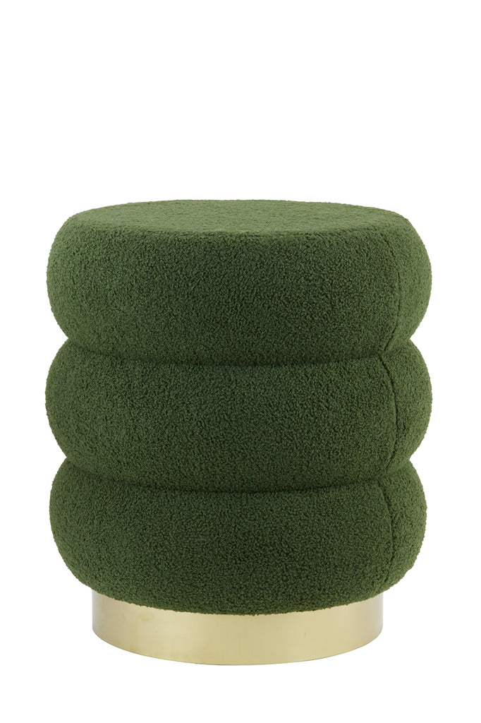 Pouf 40x45 cm KIMI teddy dark olive green+gold - Majorr