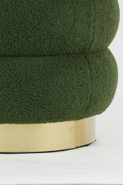 Pouf 40x45 cm KIMI teddy dark olive green+gold - Majorr