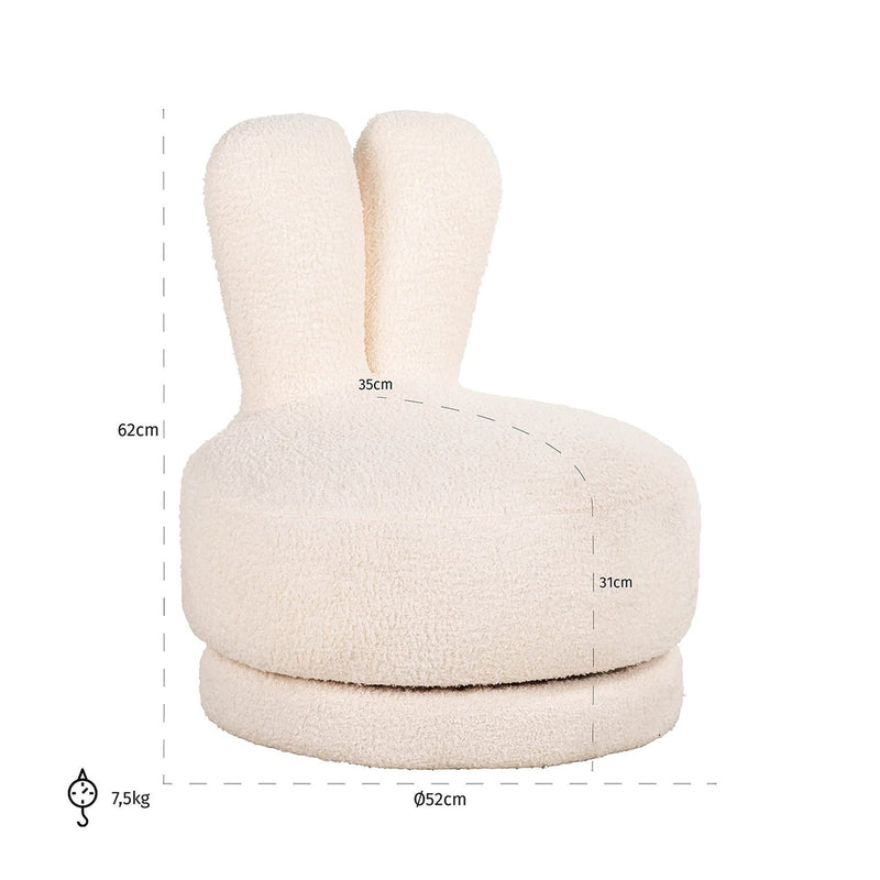 Kinderstoel Bunny white teddy (Teddy 14 White) - Majorr