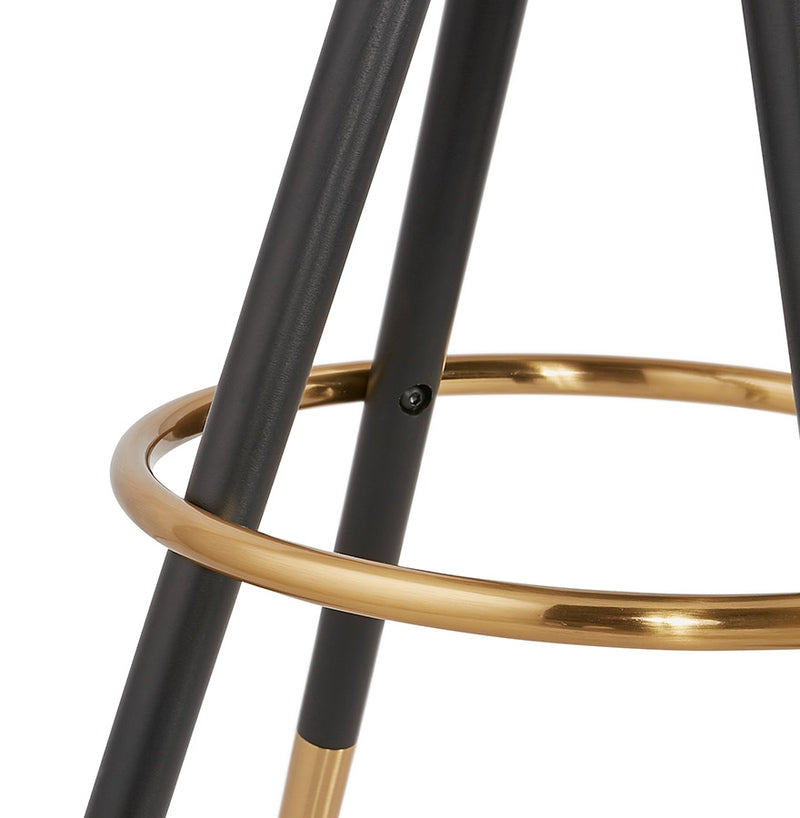Design barkruk 'KONG' van grijze microvezel en zwarte houten poten - Majorr