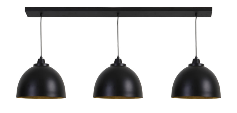 Hanging lamp 3L 135x30x26 cm KYLIE matt black-gold - Majorr