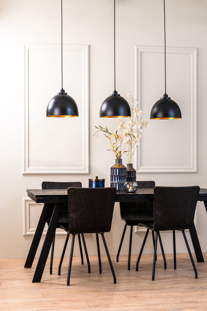 Hanging lamp 3L 135x30x26 cm KYLIE matt black-gold - Majorr