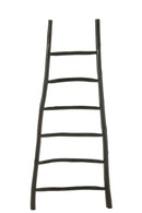 Ladder 6 Steps Teak Wood Black - Majorr