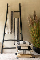 Ladder 6 Steps Teak Wood Black - Majorr