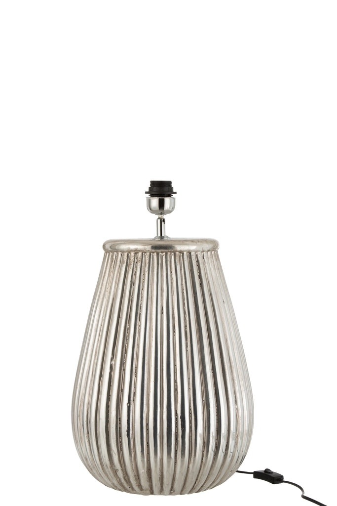 Lamp Foot+Shade Lines Earthenware Silver - Majorr