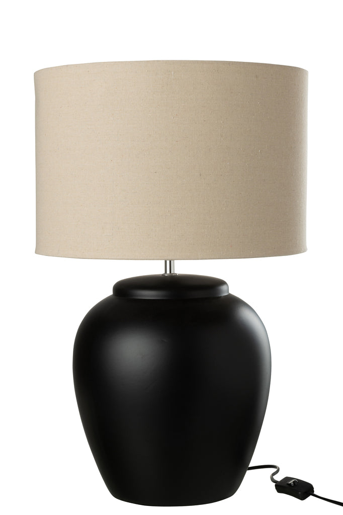 Lamp Meli + Shade Ceramic Linen Black Large - Majorr