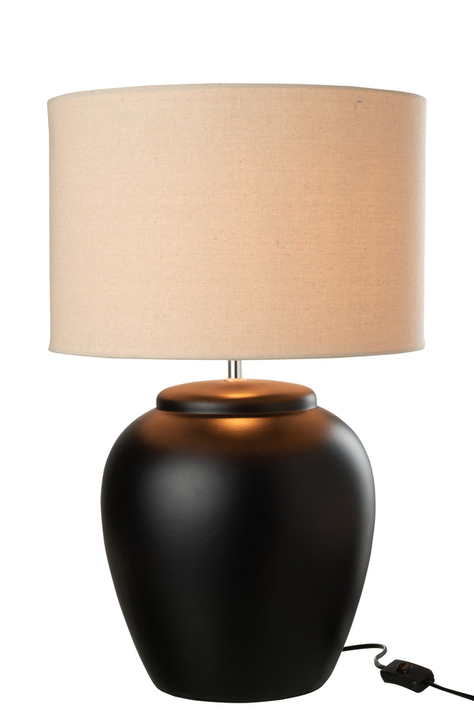 Lamp Meli + Shade Ceramic Linen Black Large - Majorr