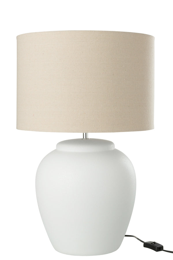 Lamp Meli + Shade Ceramic Linen White Large - Majorr
