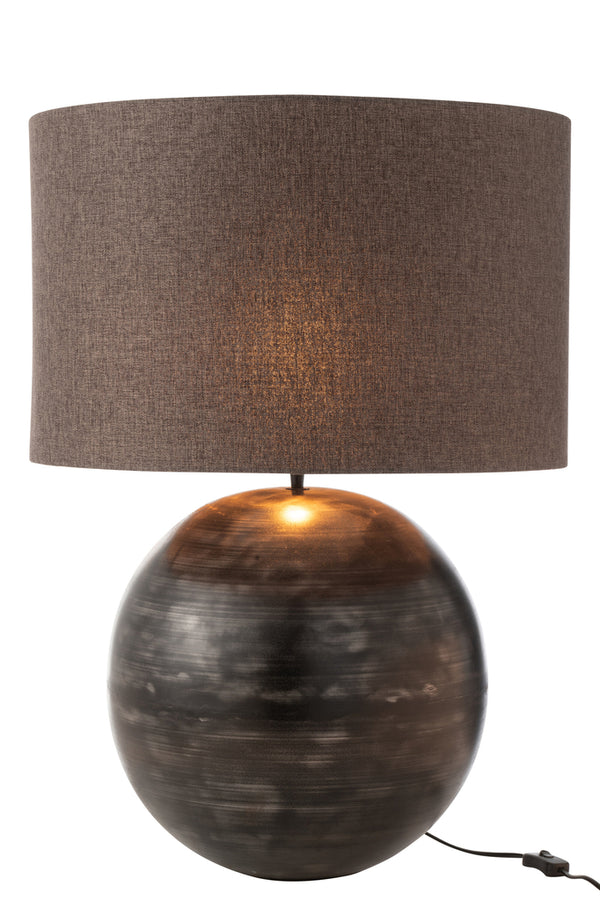 Lampe + Abat-jour Bol Métal Noir Grand