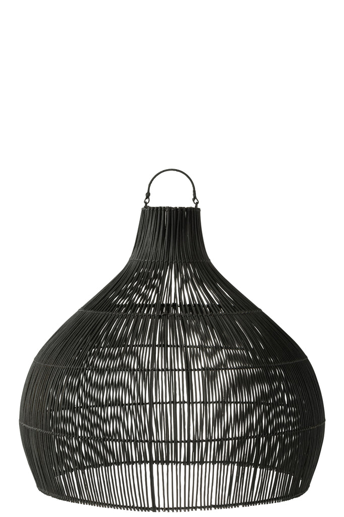 Lamp Shade Pear Shape Rattan Black - Majorr