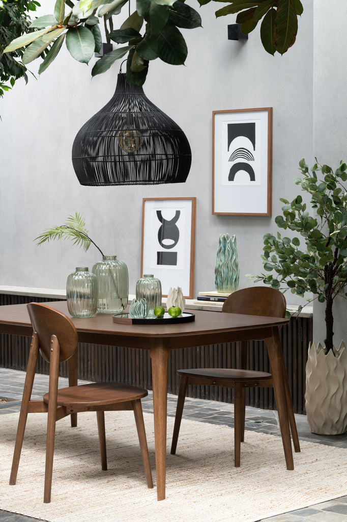 Lamp Shade Pear Shape Rattan Black - Majorr