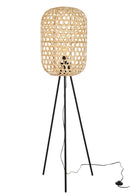Lamp Standing Tripod Round Bamboo Metal Natural/Black - Majorr