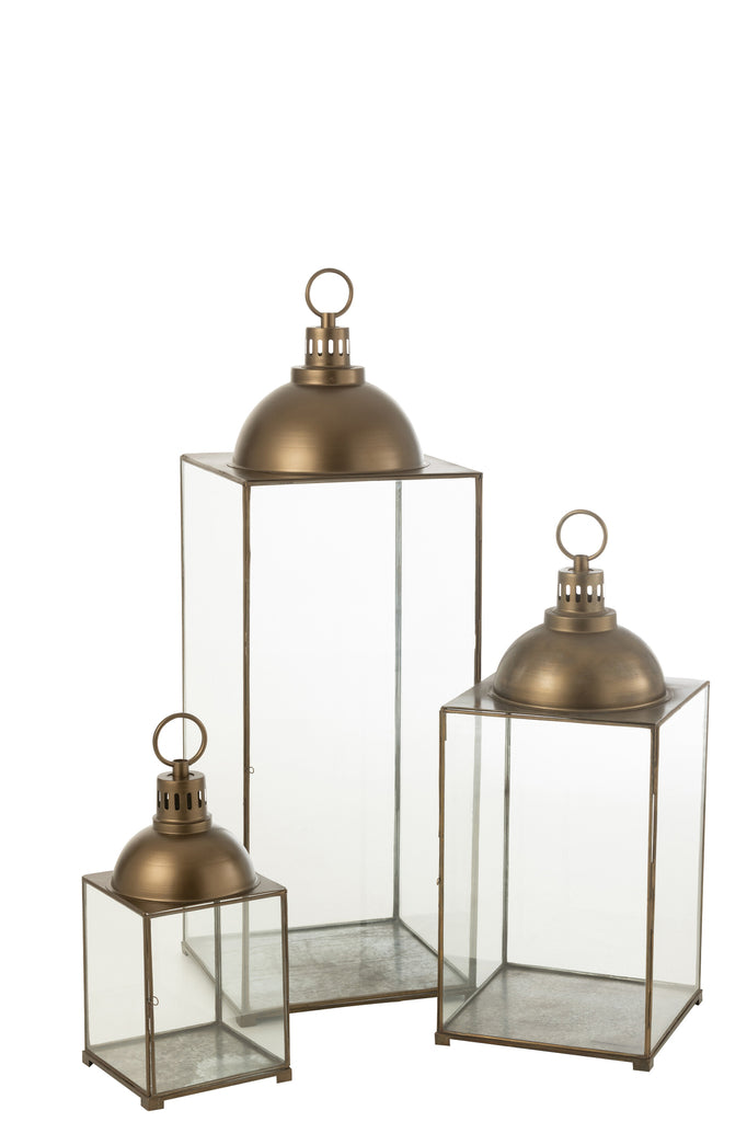 Lantern Hagrid Glass/Iron Bronze L - Majorr