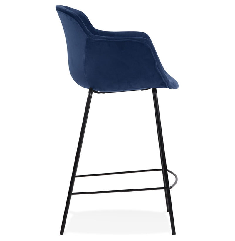 Halfhoge barkruk 'LARISSA MINI' van blauw velours - Majorr