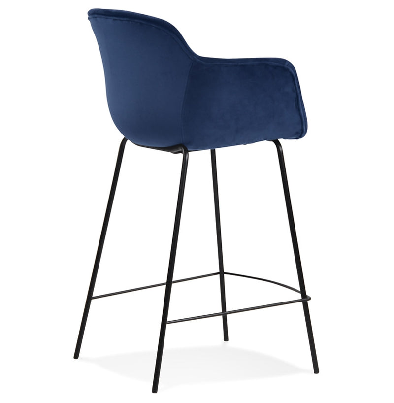 Halfhoge barkruk 'LARISSA MINI' van blauw velours - Majorr