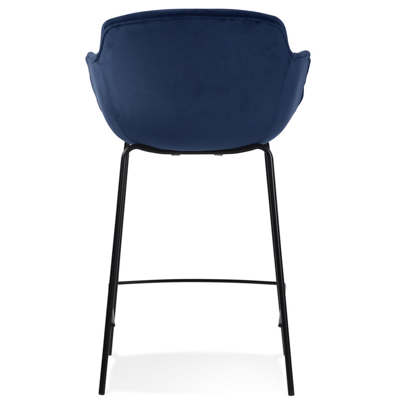 Halfhoge barkruk 'LARISSA MINI' van blauw velours - Majorr