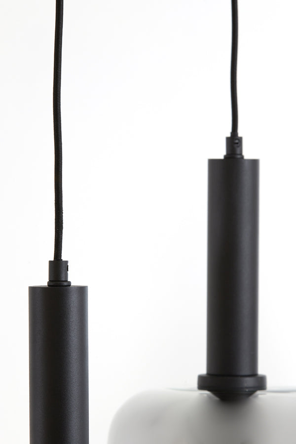 Hanging lamp 3L 100x22x32 cm LEKAR black+smoked glass - Majorr