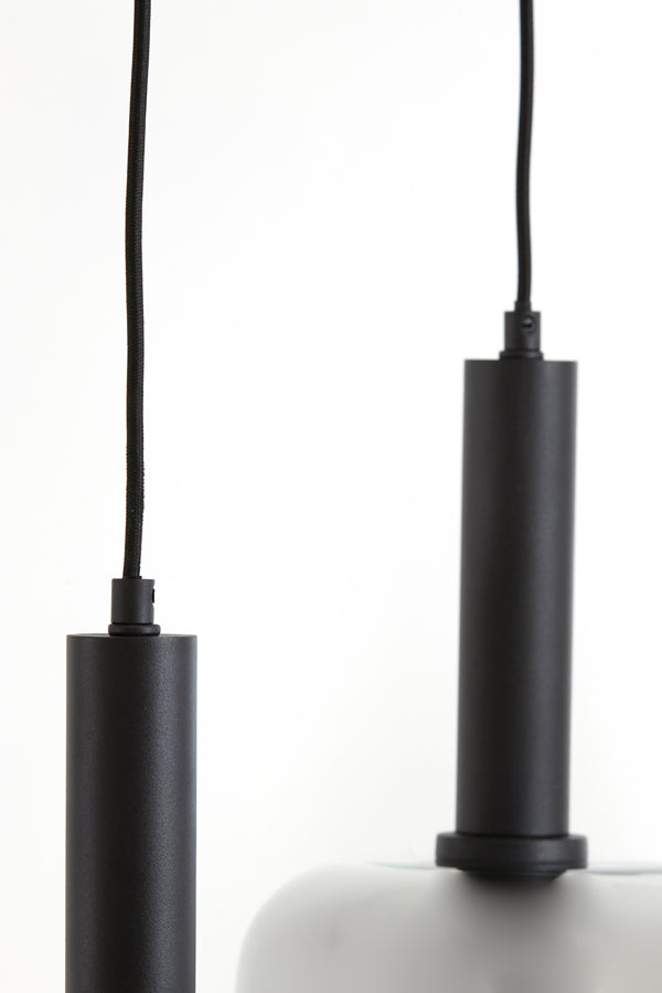 Hanging lamp 3L 100x22x32 cm LEKAR black+smoked glass - Majorr