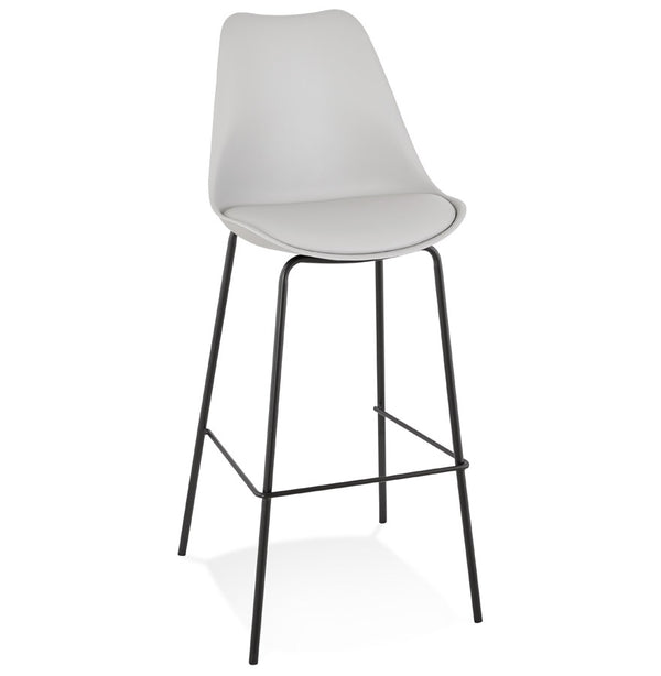 Grijze design barkruk 'LEMON' met zwarte metalen poot - Majorr