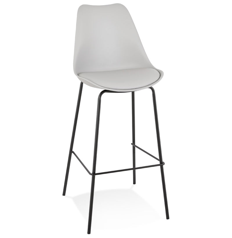 Grijze design barkruk 'LEMON' met zwarte metalen poot - Majorr