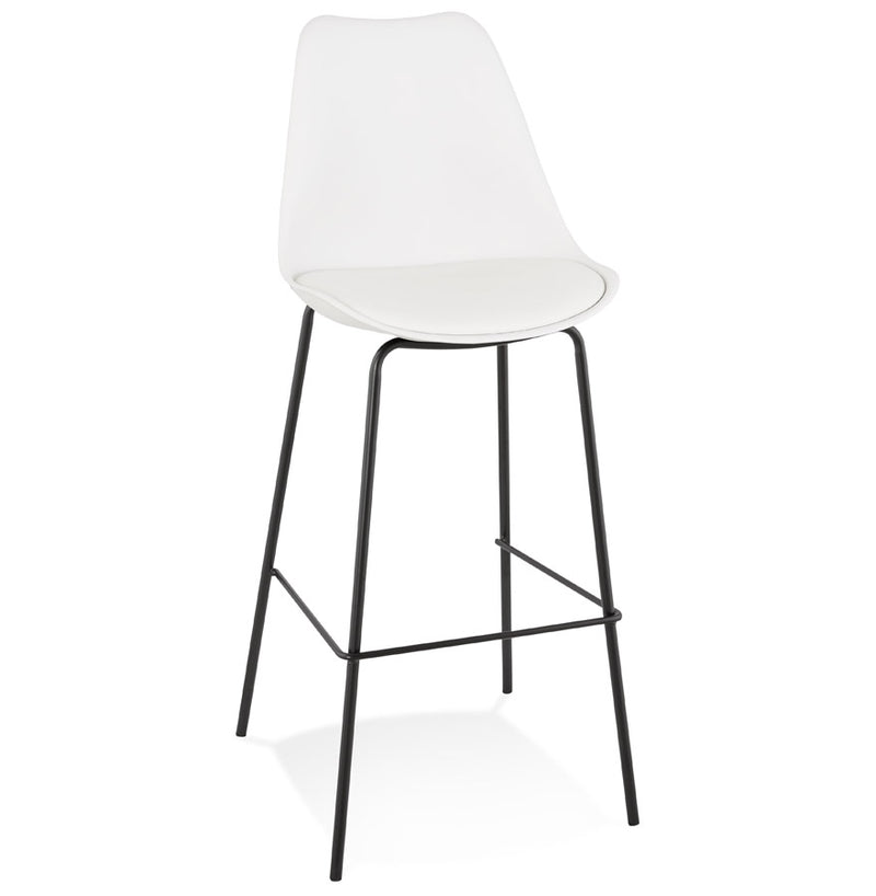 Witte design barkruk 'LEMON' met zwarte metalen poot - Majorr