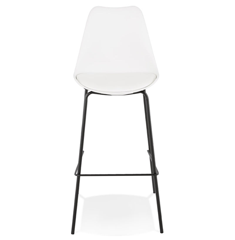 Witte design barkruk 'LEMON' met zwarte metalen poot - Majorr