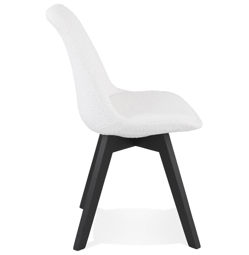 Design stoel 'LINETTE' van witte badstof met zwarte houten poten - Majorr