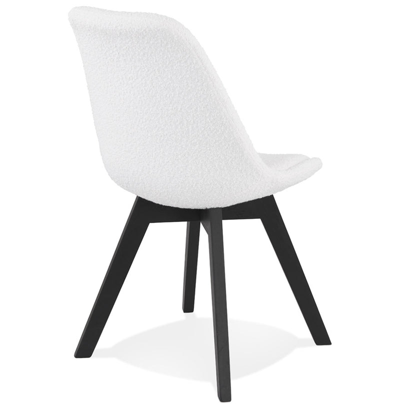 Design stoel 'LINETTE' van witte badstof met zwarte houten poten - Majorr
