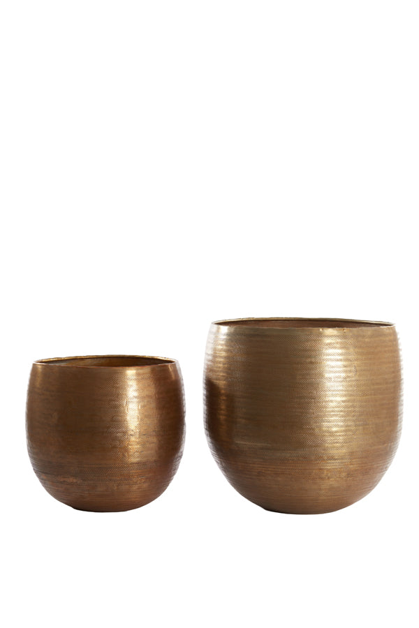 Pot deco S/2 35,5x36,5+45x45,5 cm LISBOA antique gold - Majorr