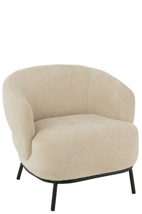 Lounge Chair Mars Poplar Wood/Foam Beige - Majorr