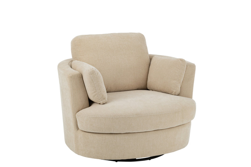 Lounge Chair Swiv Poplar Wood/Foam Beige - Majorr