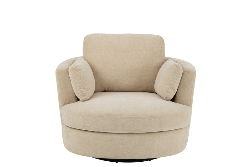 Lounge Chair Swiv Poplar Wood/Foam Beige - Majorr