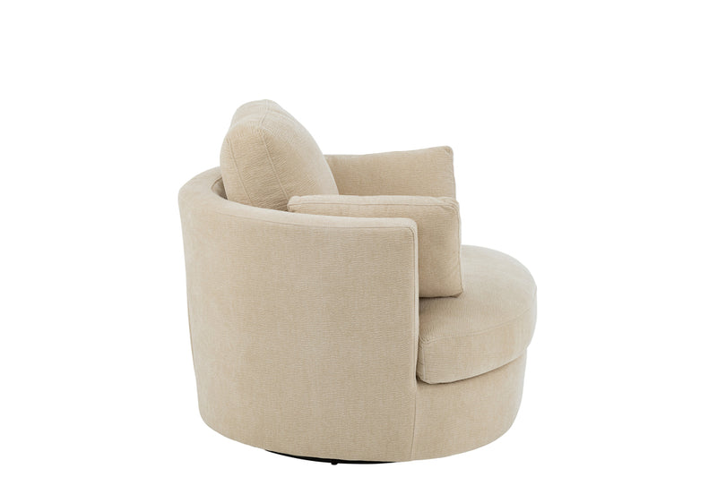 Lounge Chair Swiv Poplar Wood/Foam Beige - Majorr