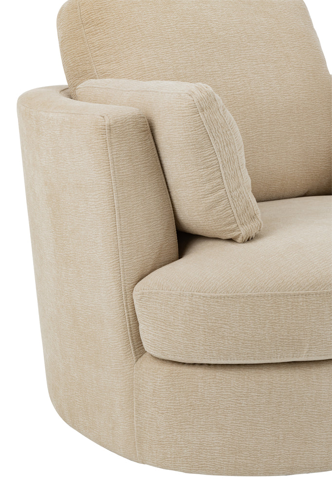 Lounge Chair Swiv Poplar Wood/Foam Beige - Majorr