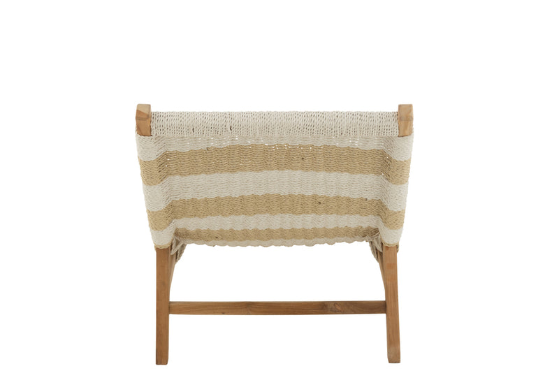 Lounger+Cushion Stripes Woven Plastic/Teak White/Natural - Majorr