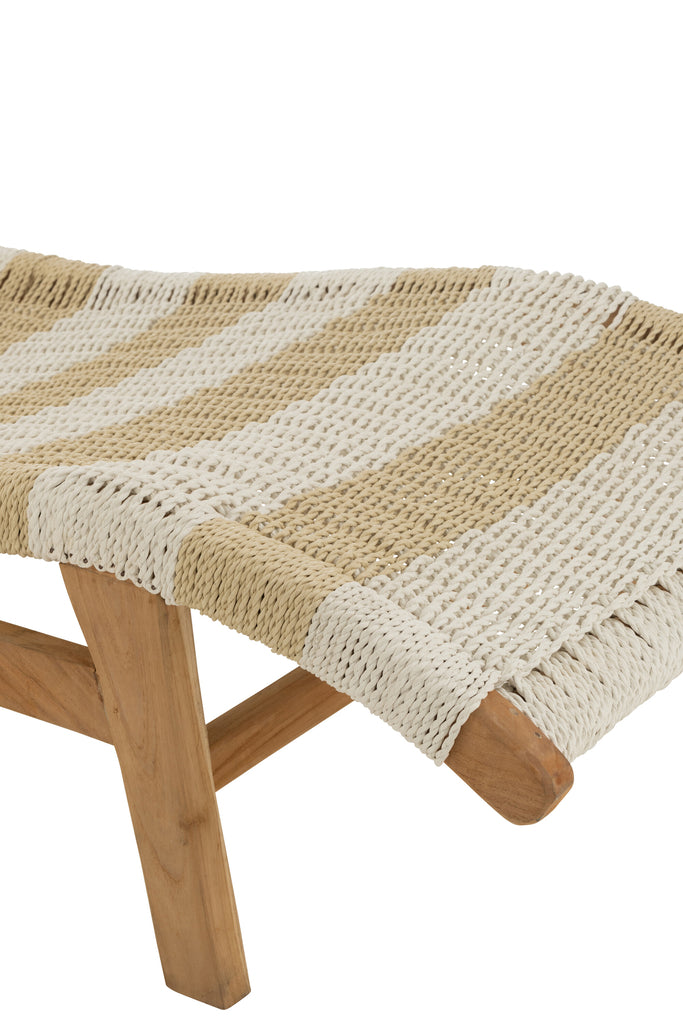 Lounger+Cushion Stripes Woven Plastic/Teak White/Natural - Majorr