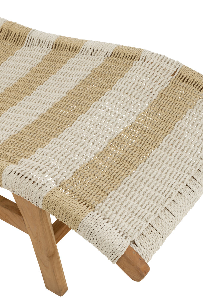 Lounger+Cushion Stripes Woven Plastic/Teak White/Natural - Majorr