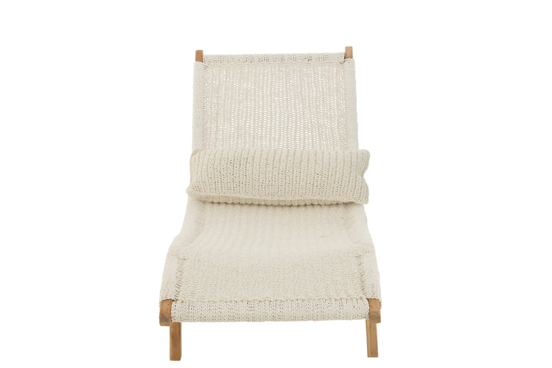 Lounger+Cushion Woven Plastic/Teak White - Majorr