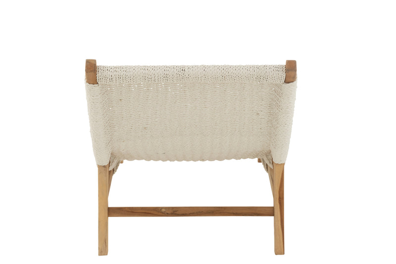 Lounger+Cushion Woven Plastic/Teak White - Majorr