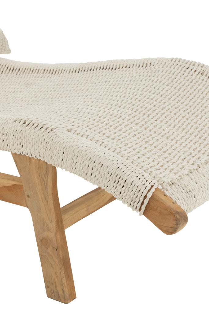 Lounger+Cushion Woven Plastic/Teak White - Majorr