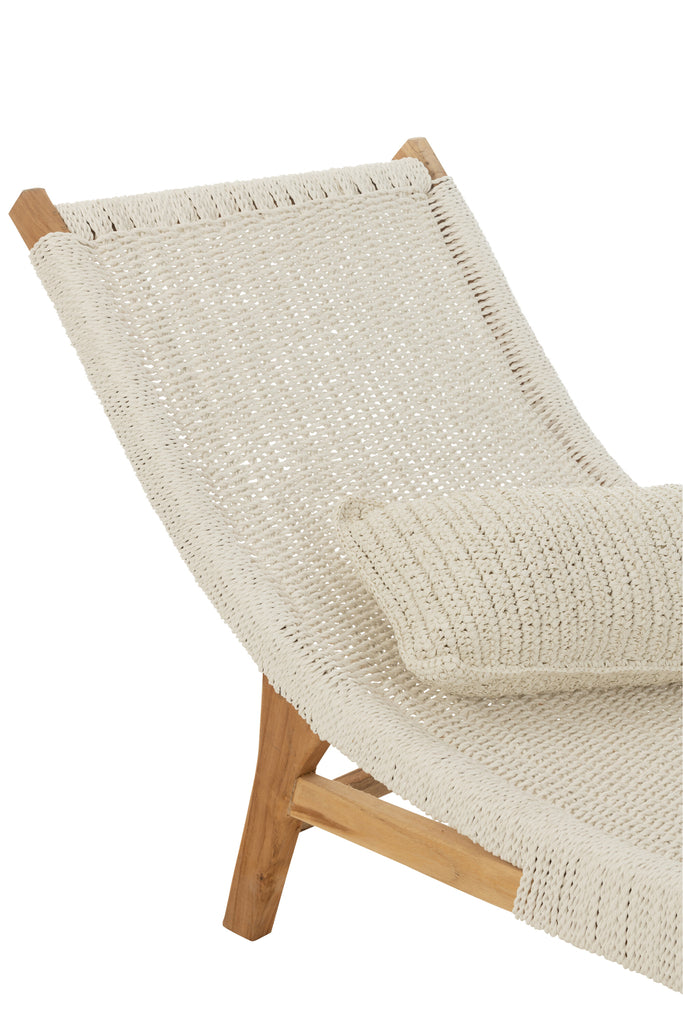 Lounger+Cushion Woven Plastic/Teak White - Majorr