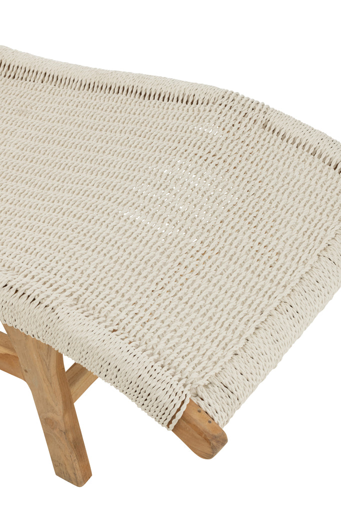 Lounger+Cushion Woven Plastic/Teak White - Majorr