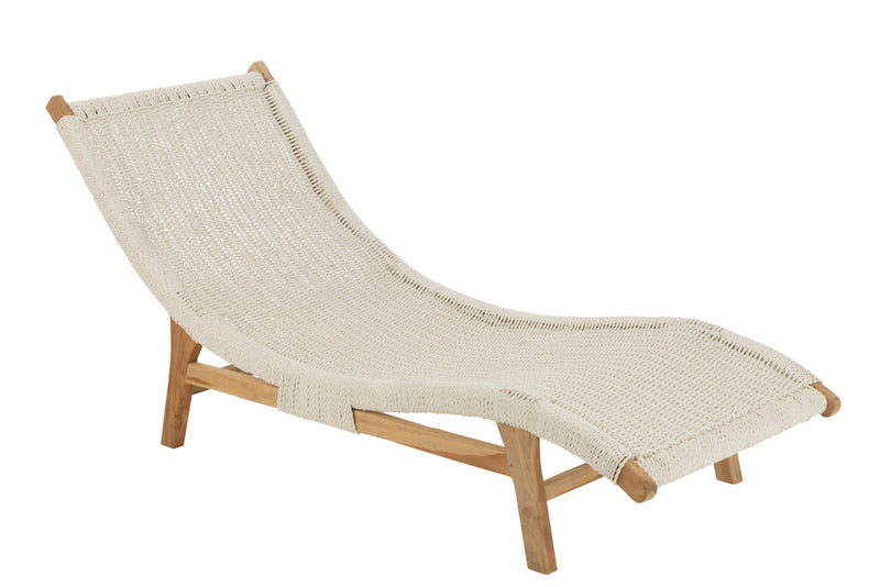 Lounger+Cushion Woven Plastic/Teak White - Majorr