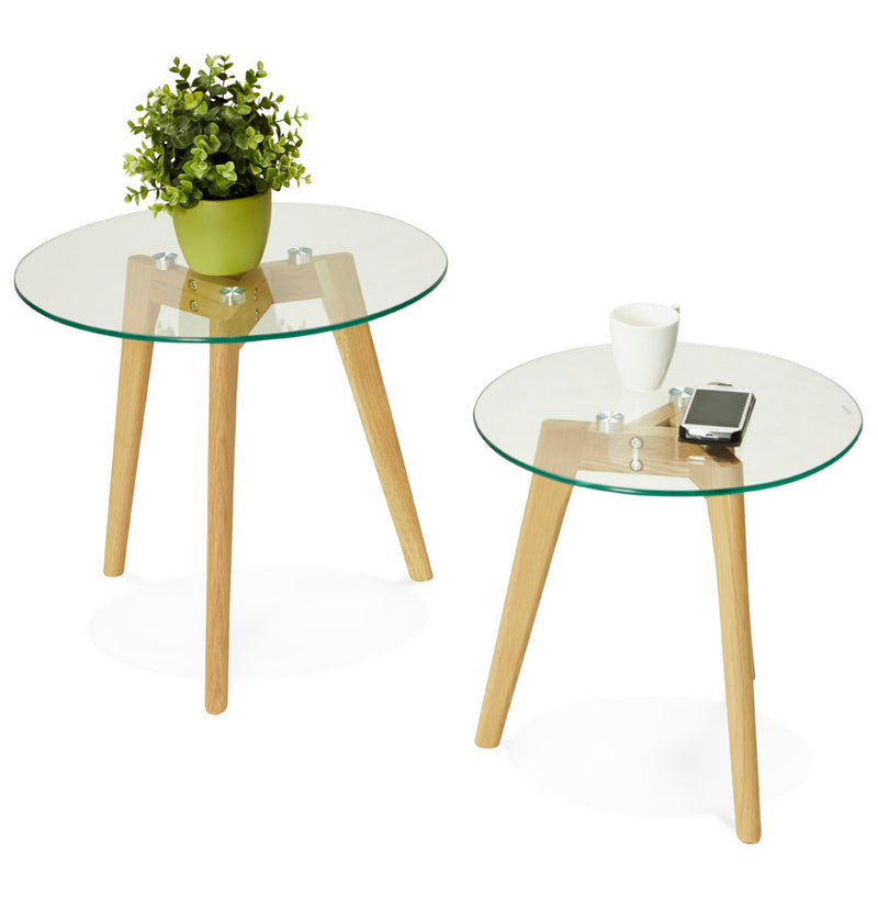 Inschuifbare ronde tafel 'LOVYOU' van glas - Majorr