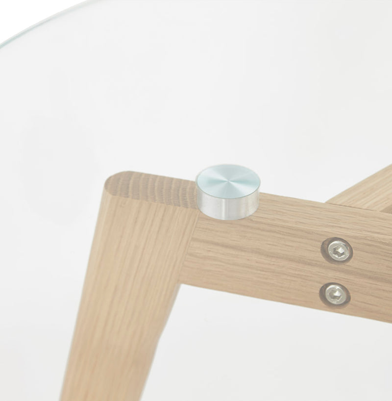 Inschuifbare ronde tafel 'LOVYOU' van glas - Majorr