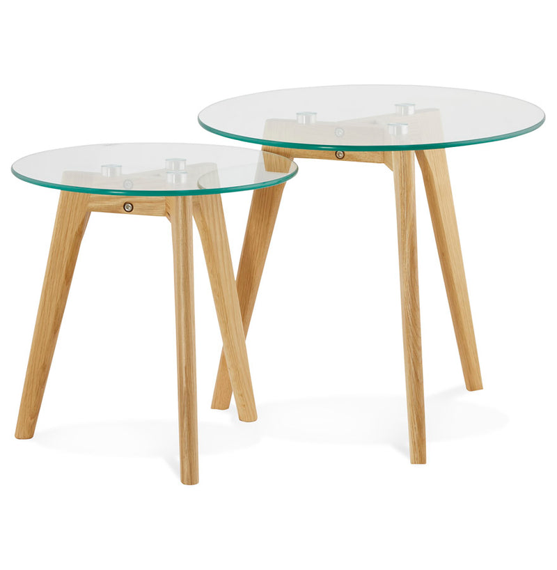 Inschuifbare ronde tafel 'LOVYOU' van glas - Majorr
